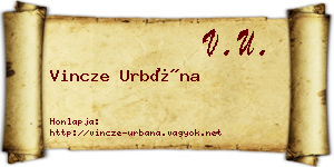 Vincze Urbána névjegykártya